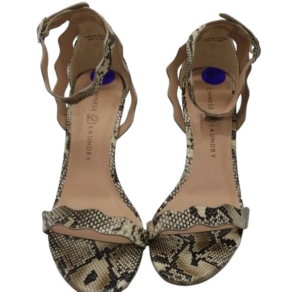 New Chinese Laundry Snakeskin Strappy Heels - Picture 1 of 5
